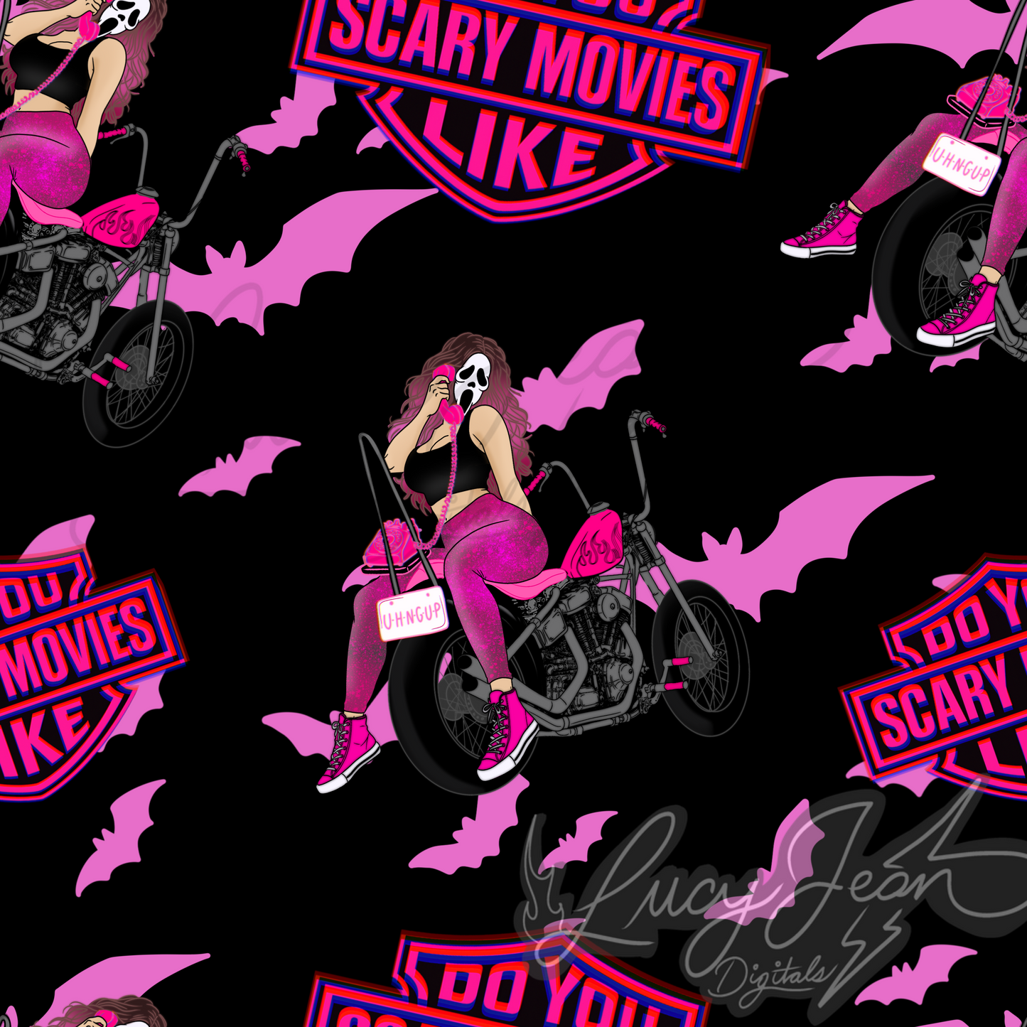 Pink Scary movie HD motorcycle babe seamless file-2026
