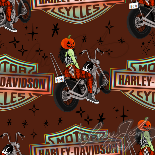 Pumpkin HD motorcycle babe seamless file-2026