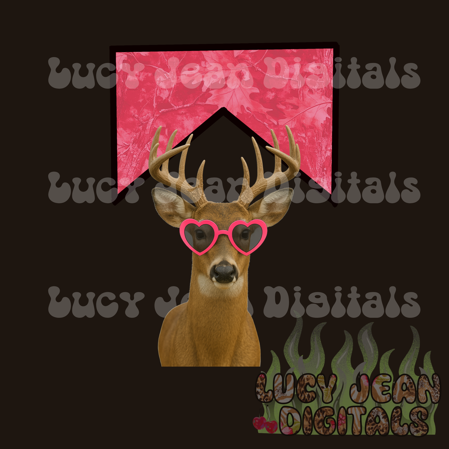 Pink Valentines camo deer PNG