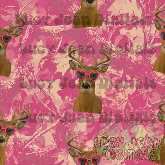Pink valentine camo deer Seamless File