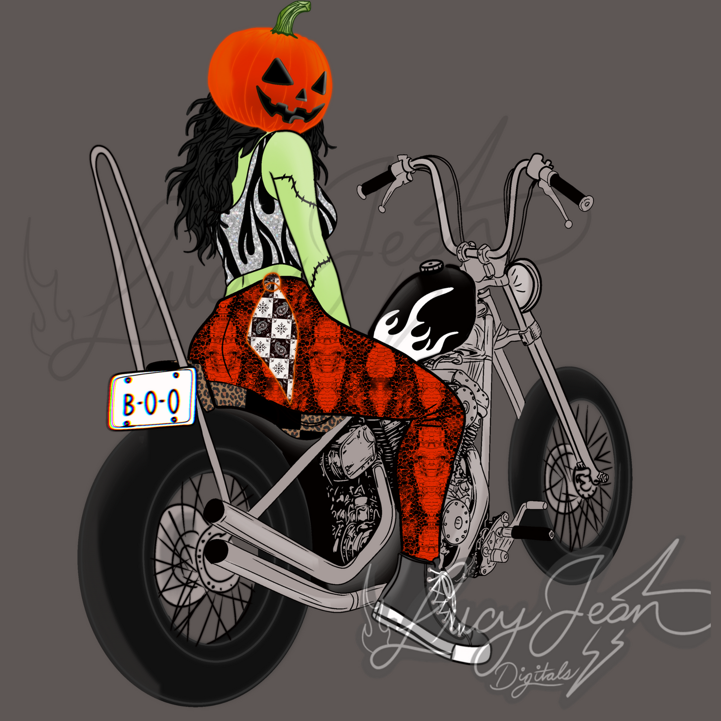 Pumpkin motorcycle babe PNG-2026