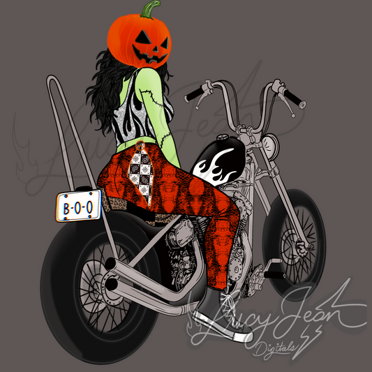 Pumpkin motorcycle babe PNG-2026