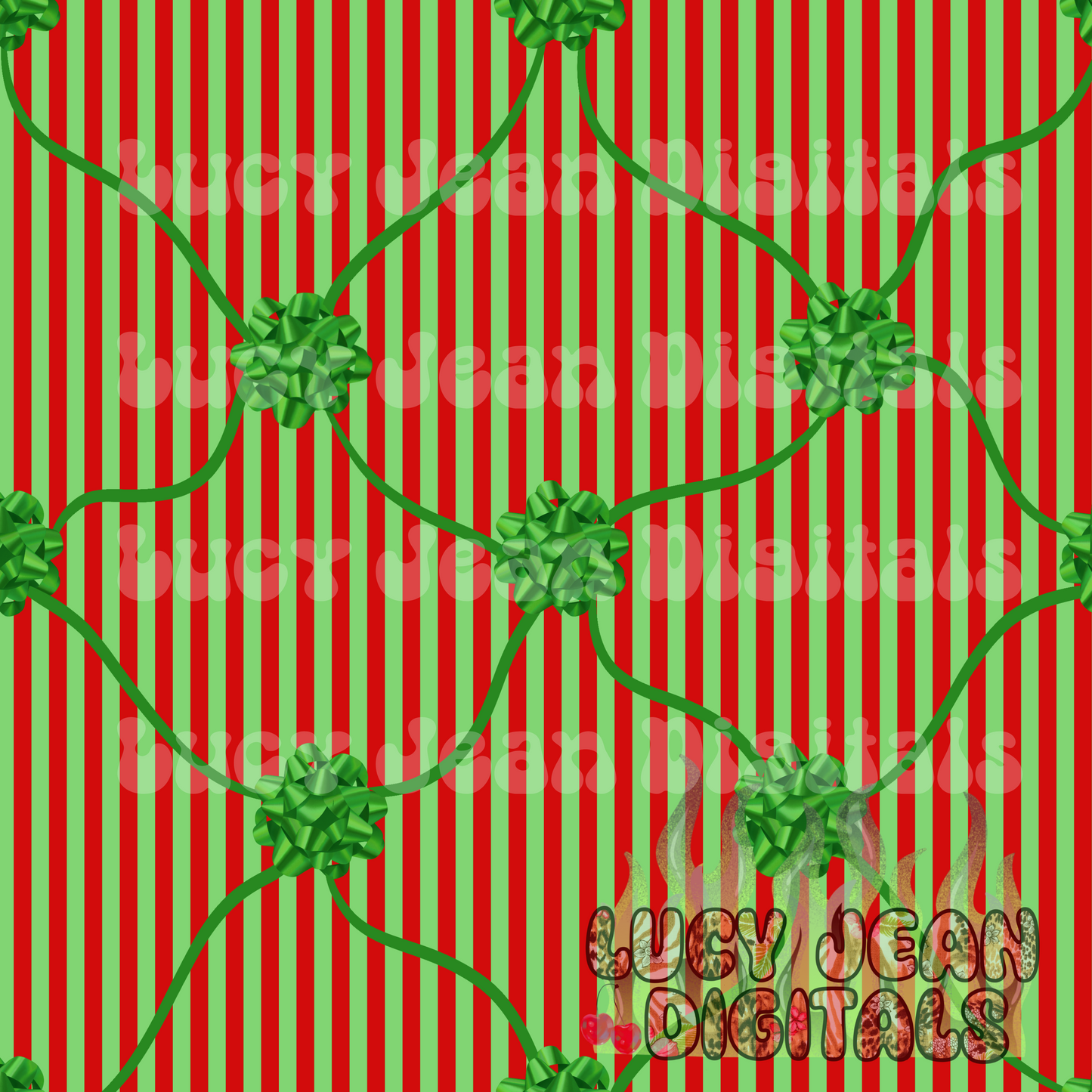 Christmas Bows Tied red green stripes seamless file