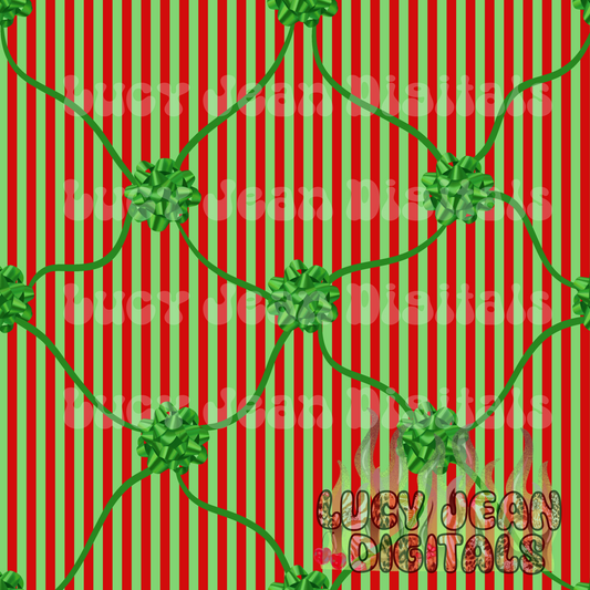 Christmas Bows Tied red green stripes seamless file