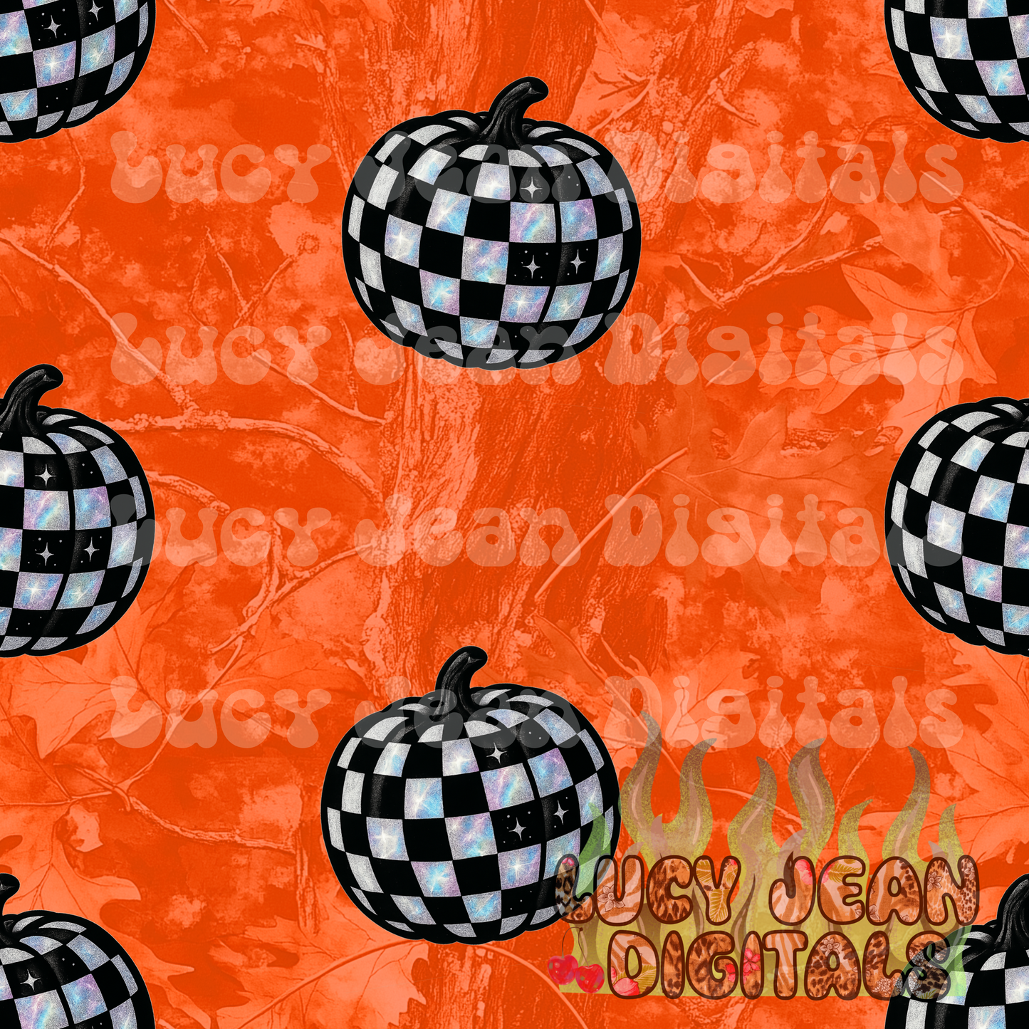 Holographic glitter pumpkin orange camo Seamless File