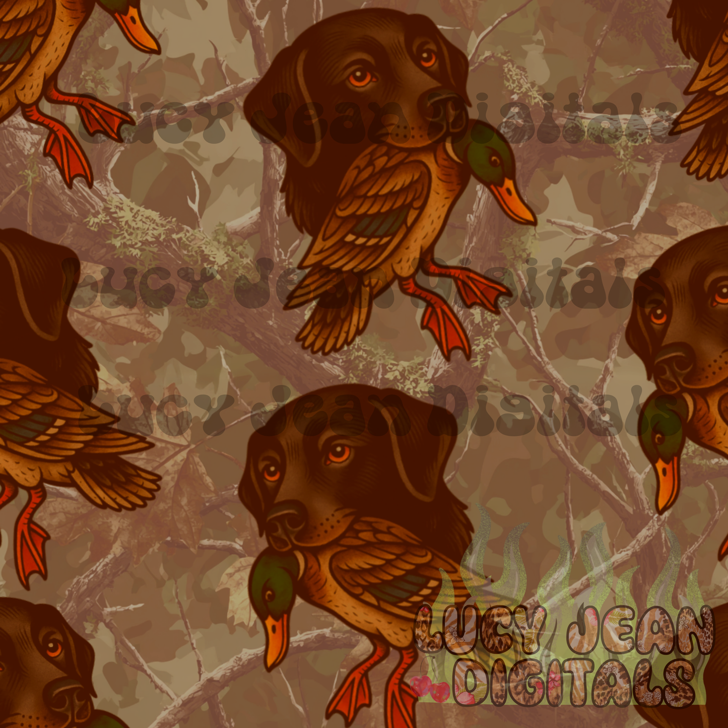 Hunting Dog Brown Camo Seamless File