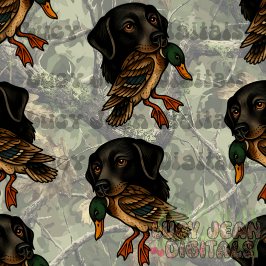 Hunting Dog Green Camo Seamless File