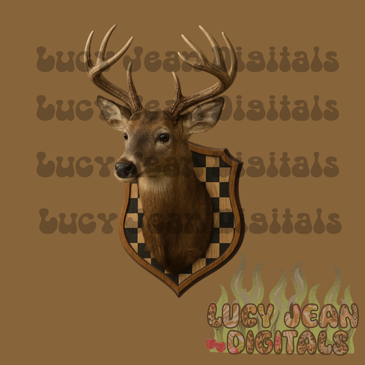 Checkered Deer Head Hunting PNG