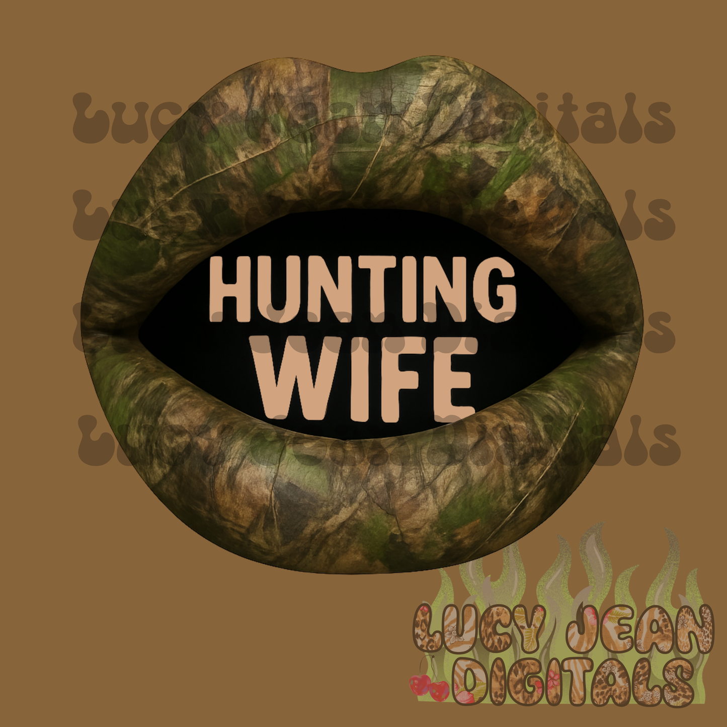 Hunting Wife Camo Lips PNG