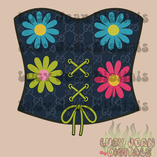 Designer Denim Corset PNG