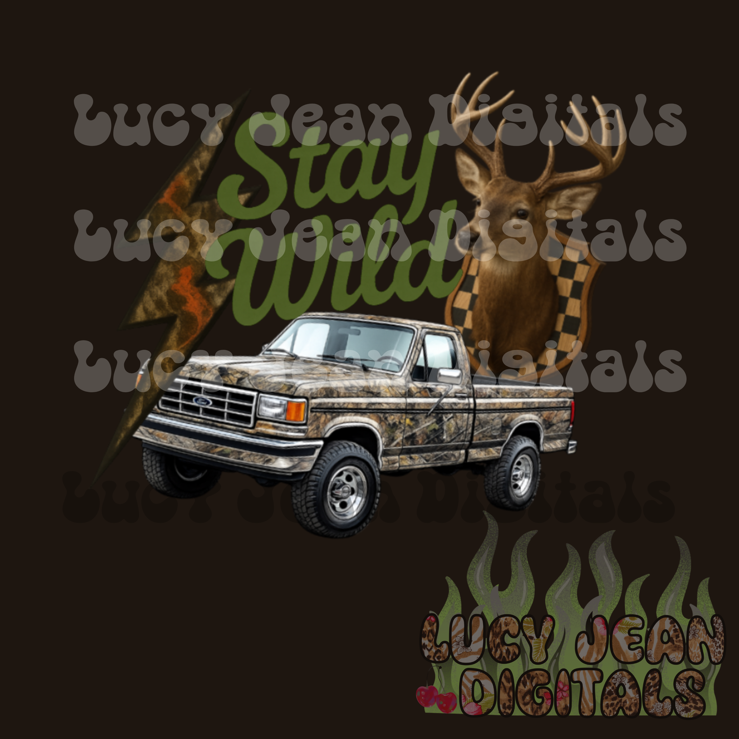 Stay wild Camo Truck PNG