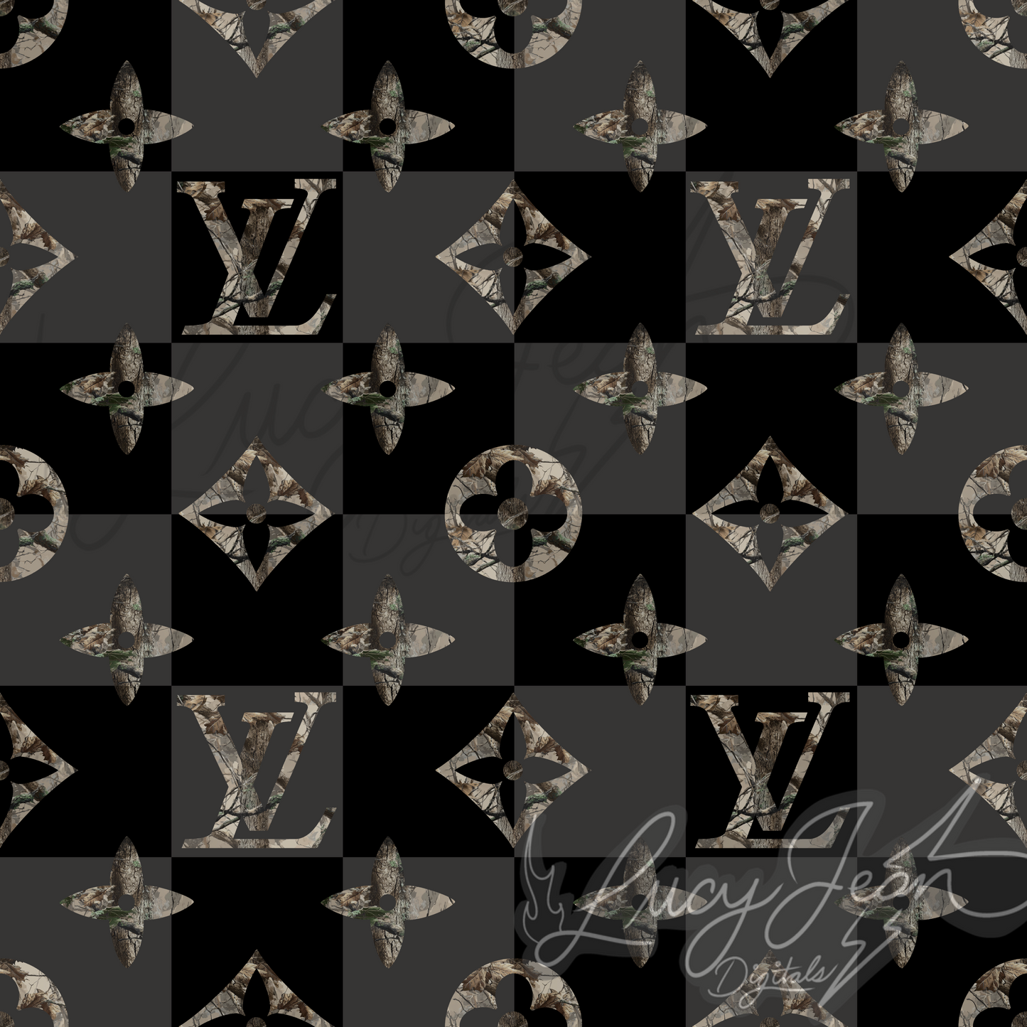 Boujee black checkered Camo seamless file-2026