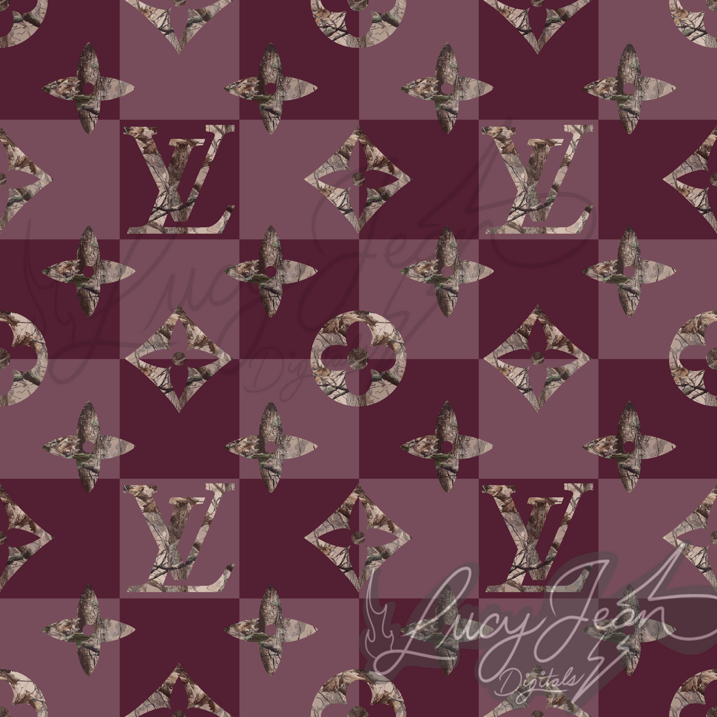 Boujee burgundy camo checkered seamless file-2026
