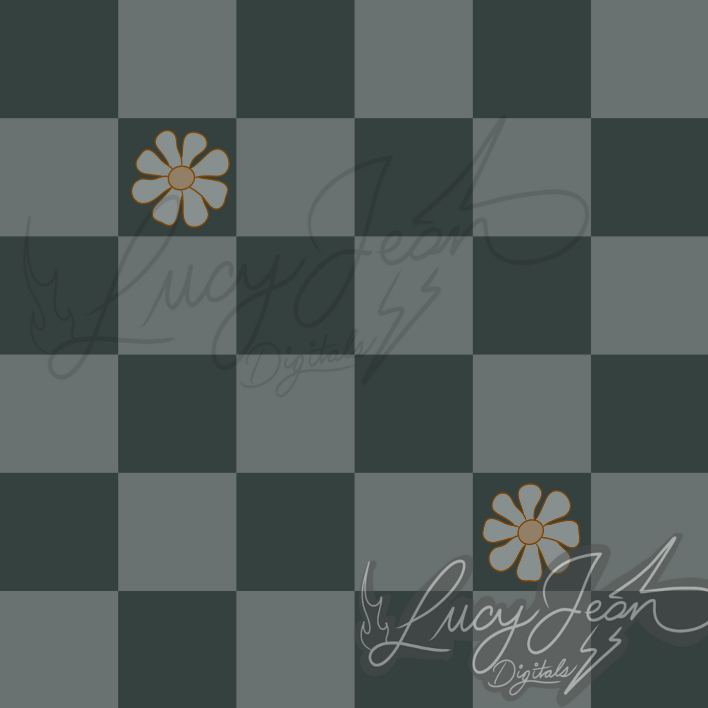Simple blue flower checkered seamless file-2026