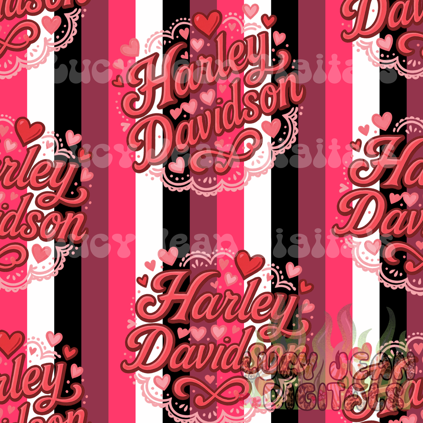 Pink HD motorcycle Valentines Day Seamless File