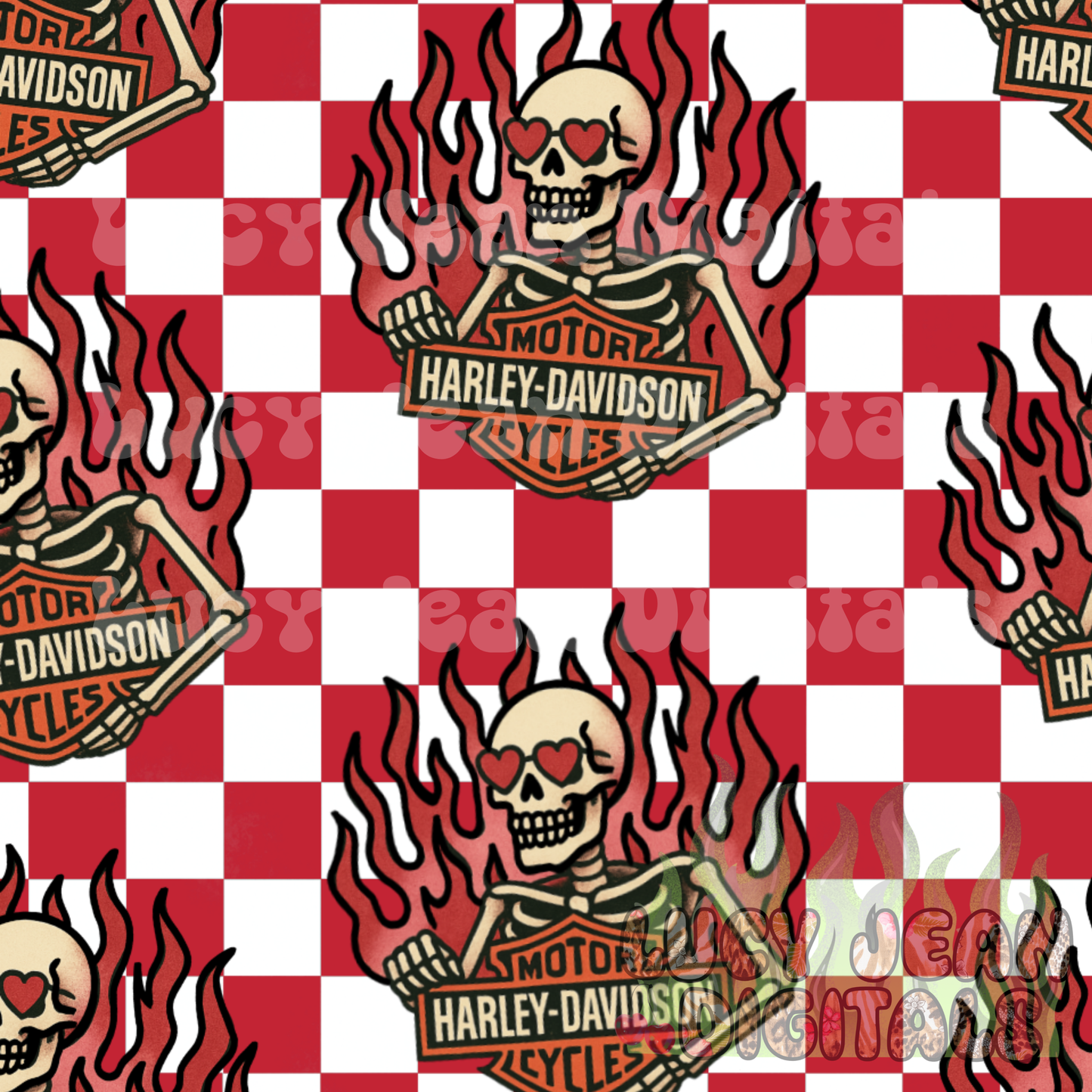 Valentines Day HD motorcycle skeleton Seamless File