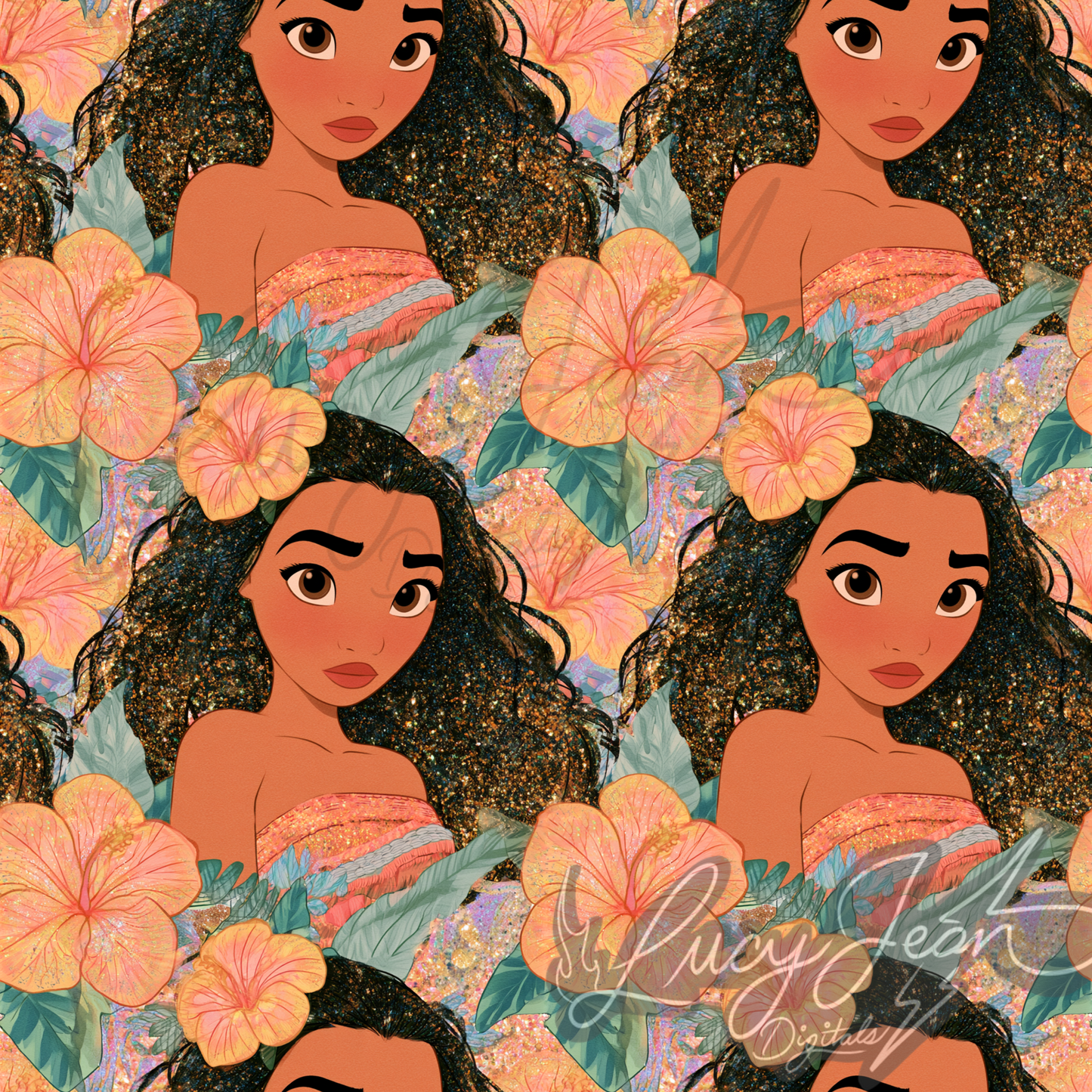 Water princess glitter seamless file - 2026
