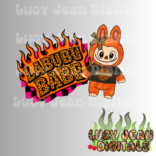 HD Motorcycle Labubu Babe PNG
